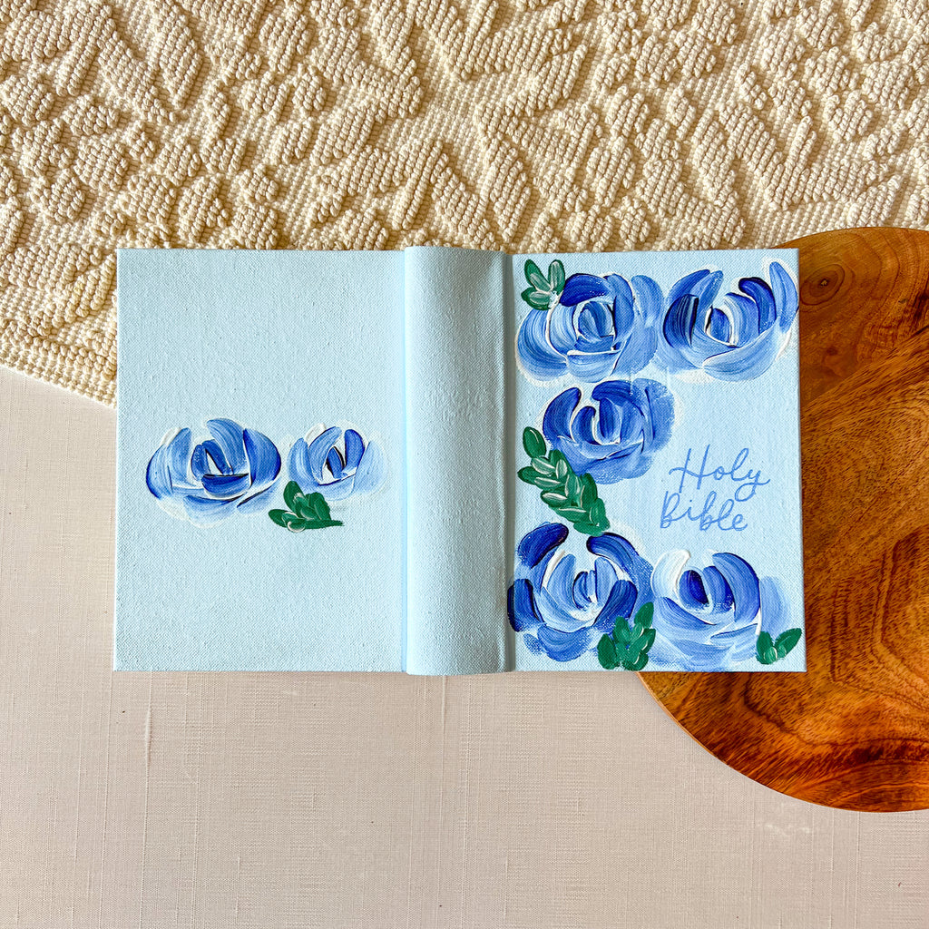 Blue Florals Hand-Painted She Reads Truth Bible
