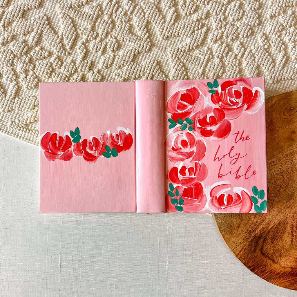 Pink Florals Hand-Painted ESV Journaling Bible