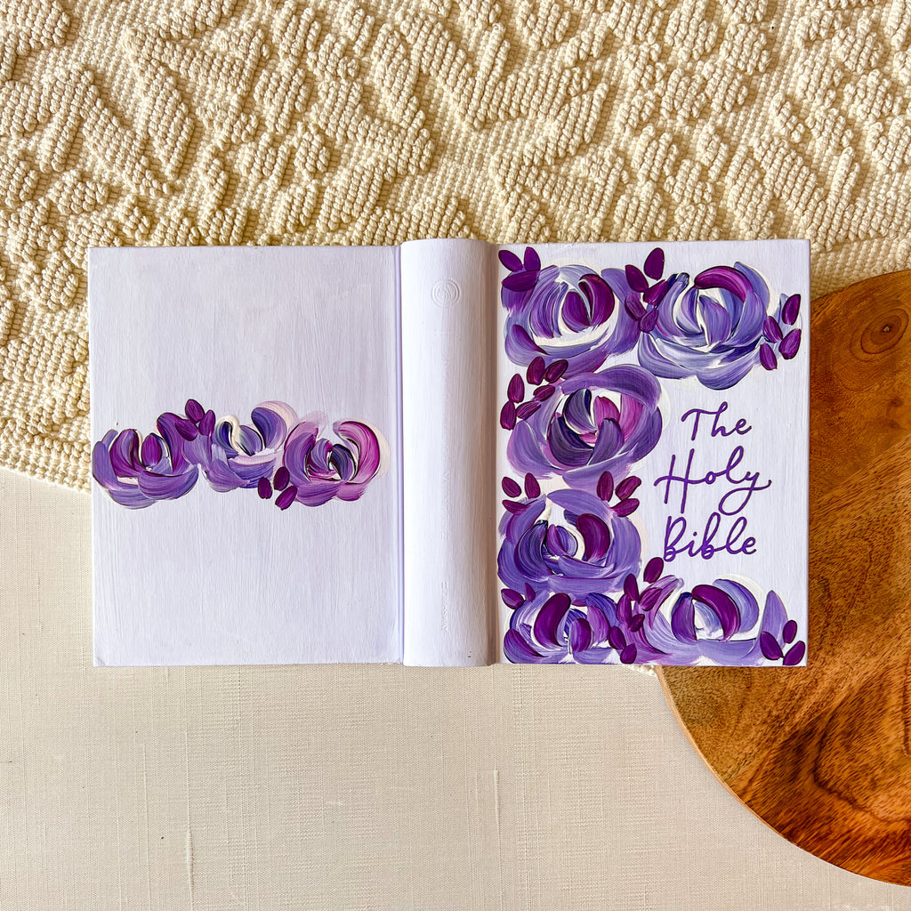 Purple Florals Hand-Painted ESV Journaling Bible
