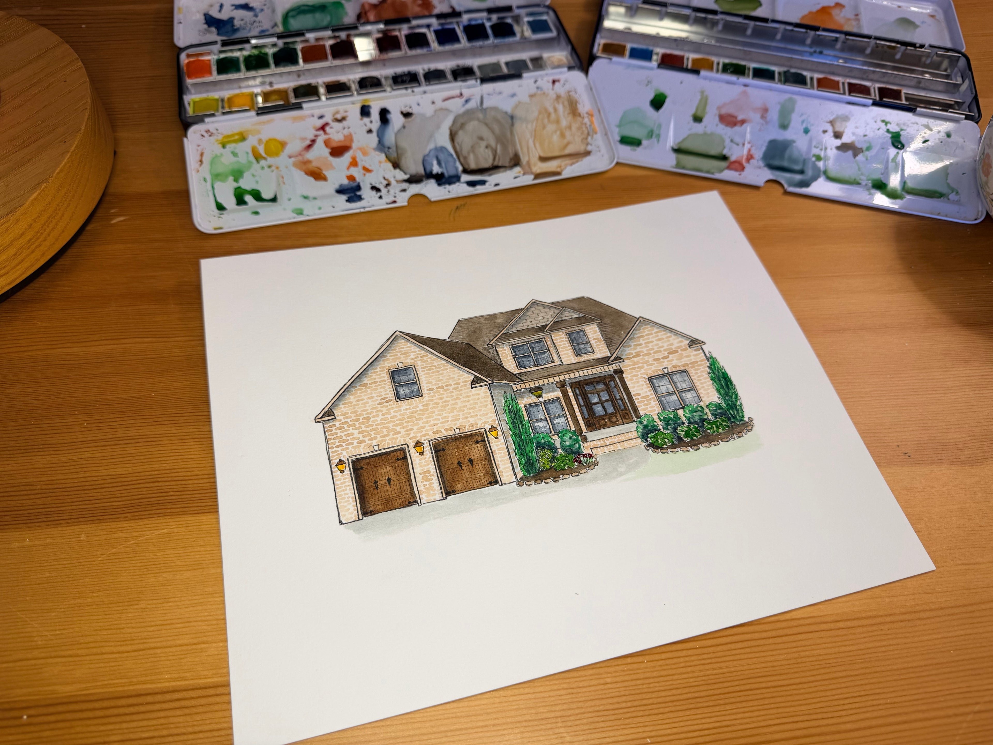 Watercolor Home Portrait - 8x10in Unframed