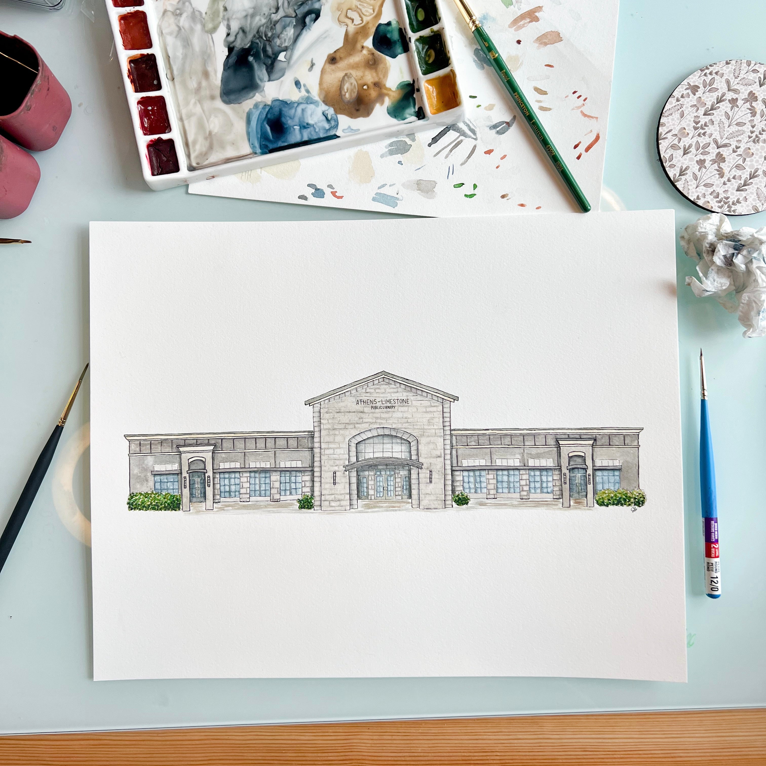 Athens Limestone Public Library Art Print (Athens, Alabama)