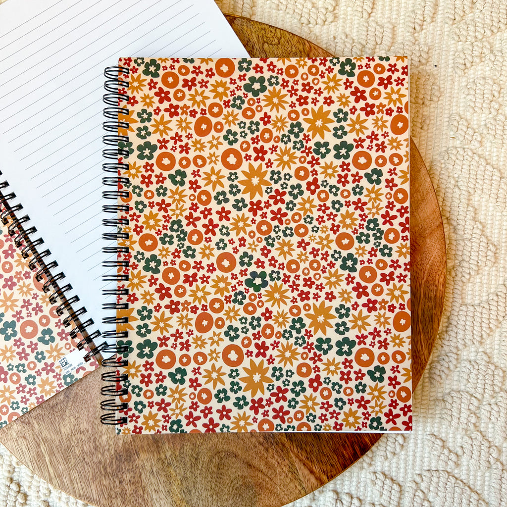 Fall Floral Spiral Lined Notebook