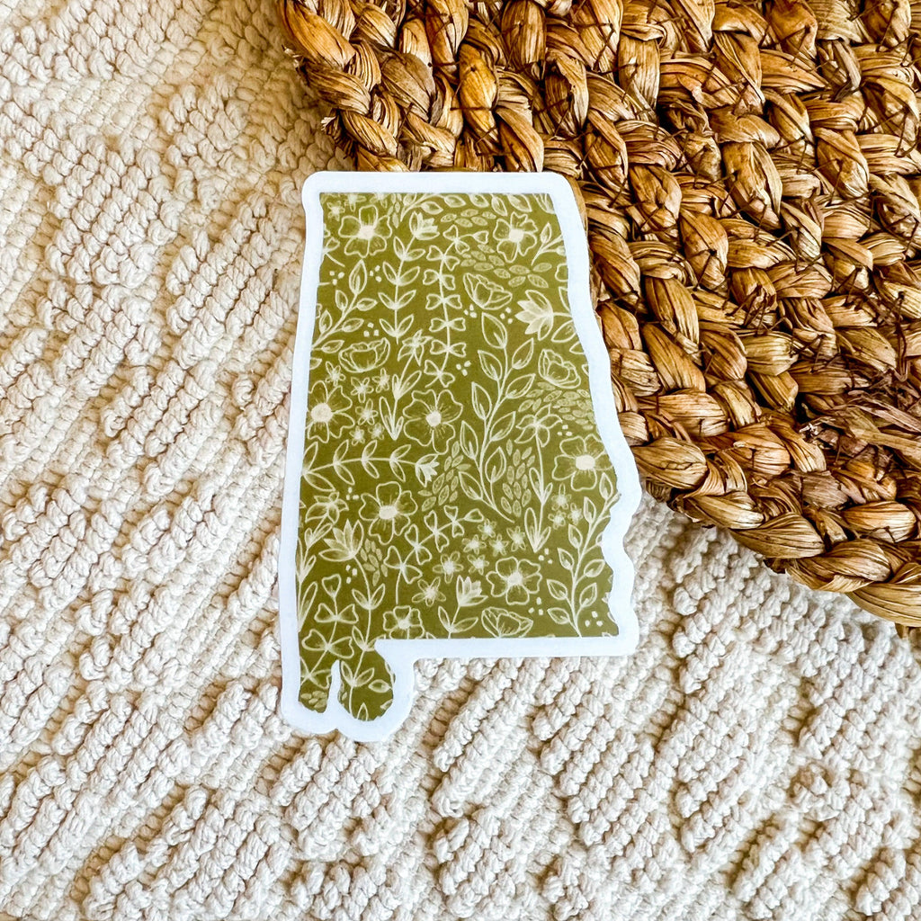 Green Floral Alabama Sticker