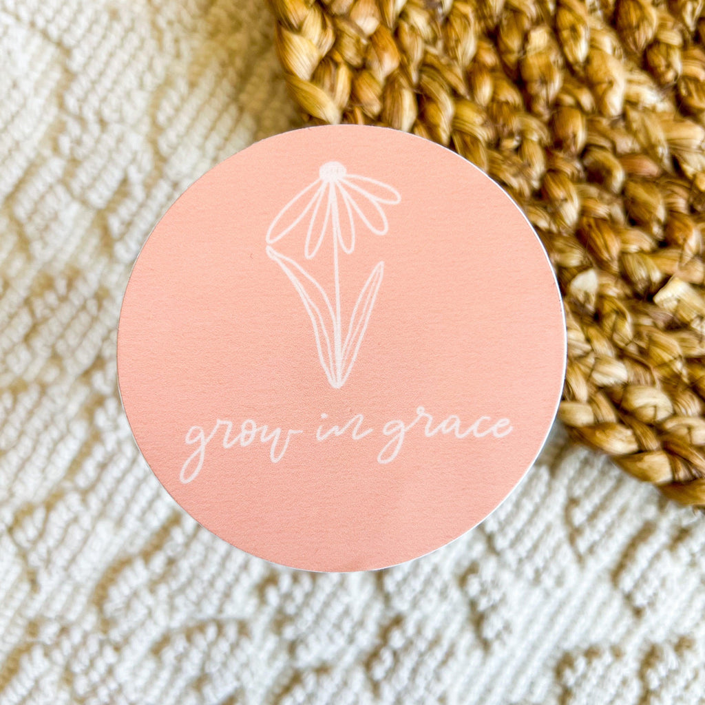Peach Grow in Grace Sticker