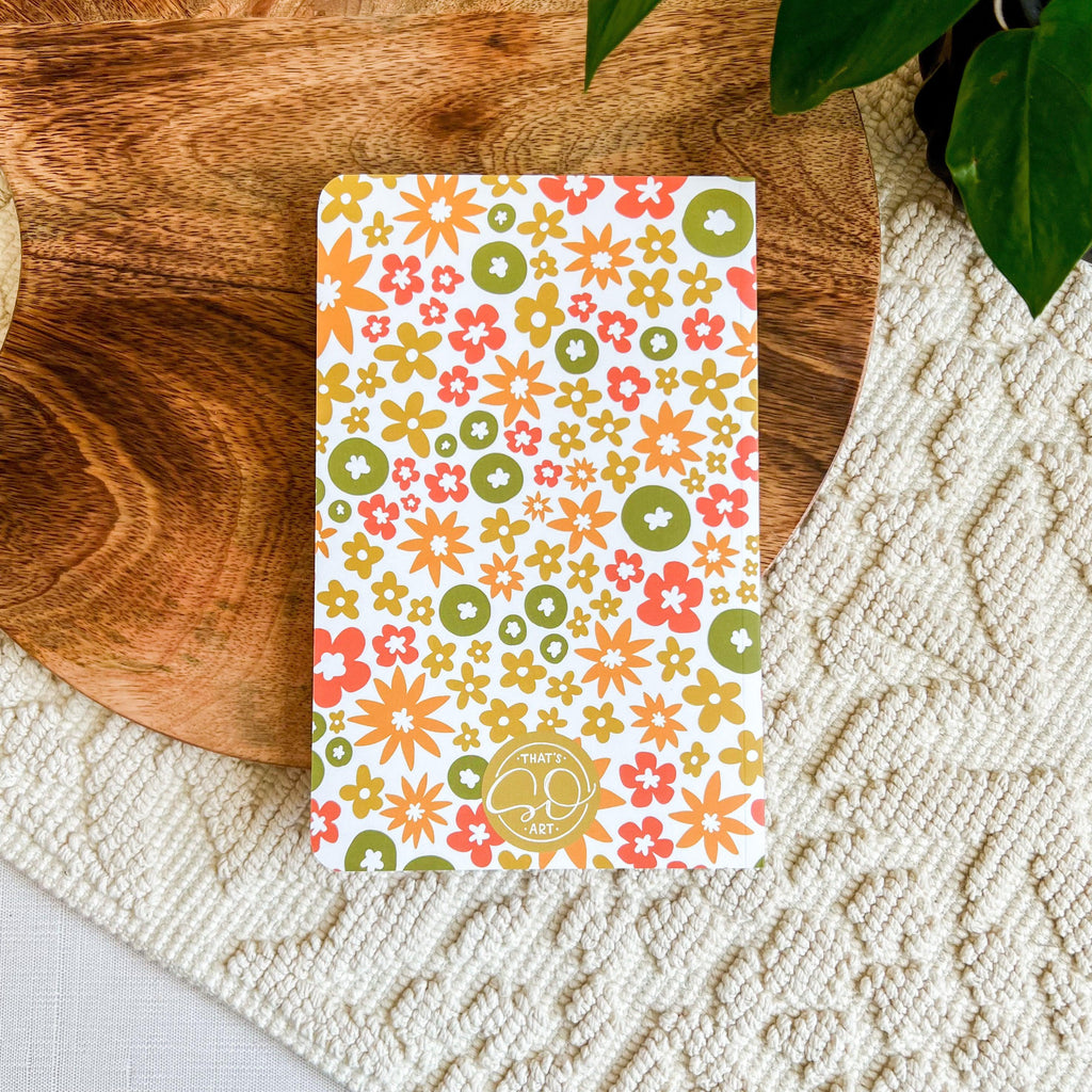 Retro Green Floral Lined Journal