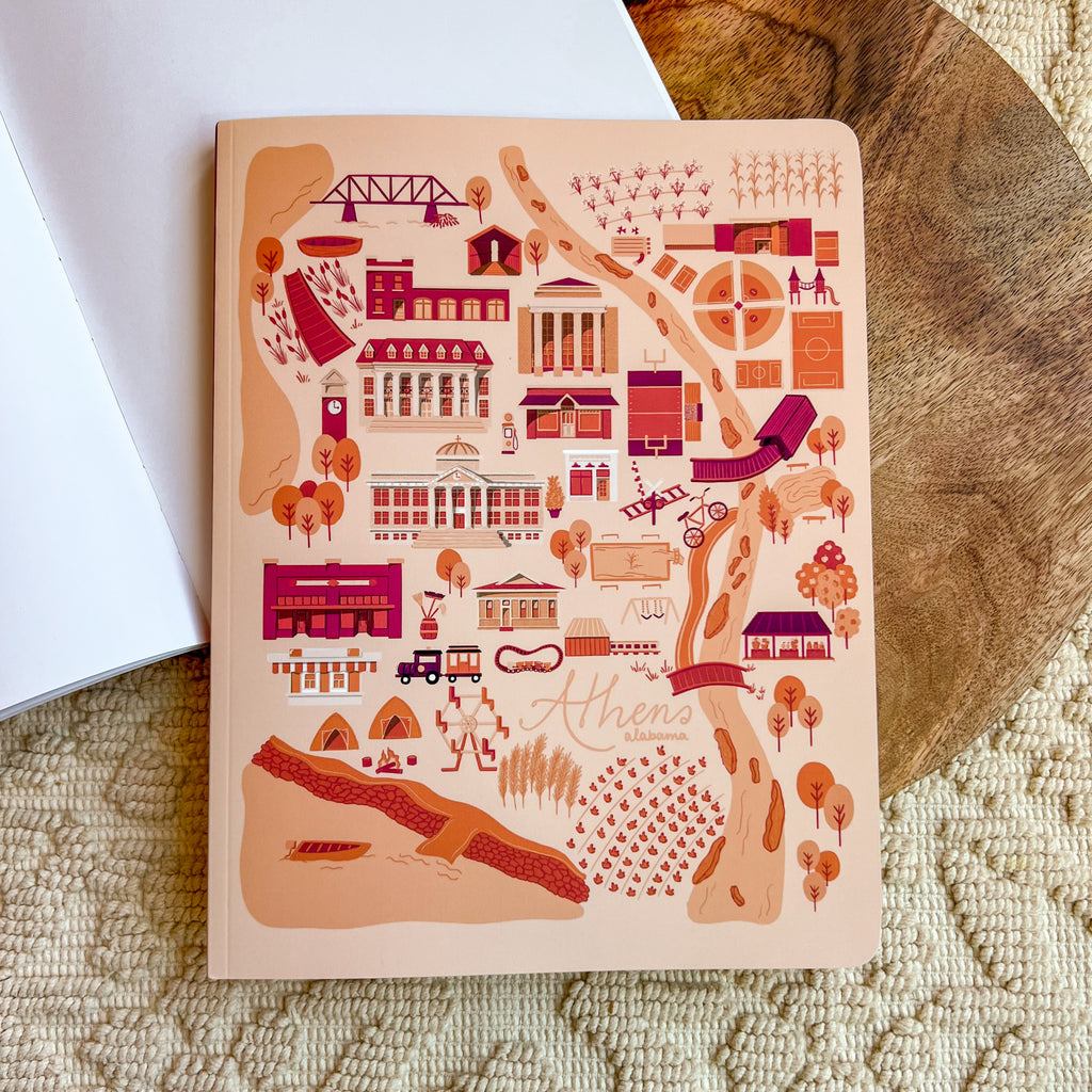 Athens Map Layflat Blank Notebook - Large