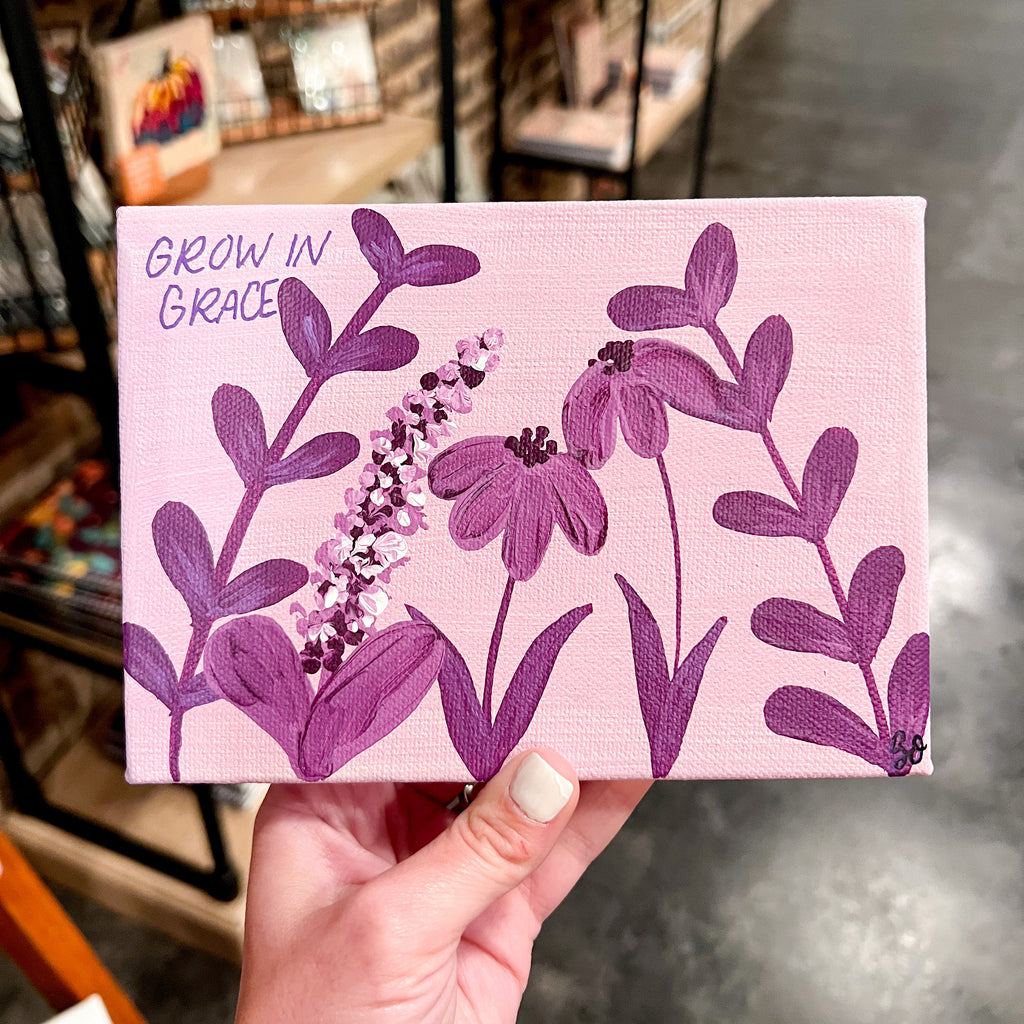 Grow in Grace Purple Floral Painting