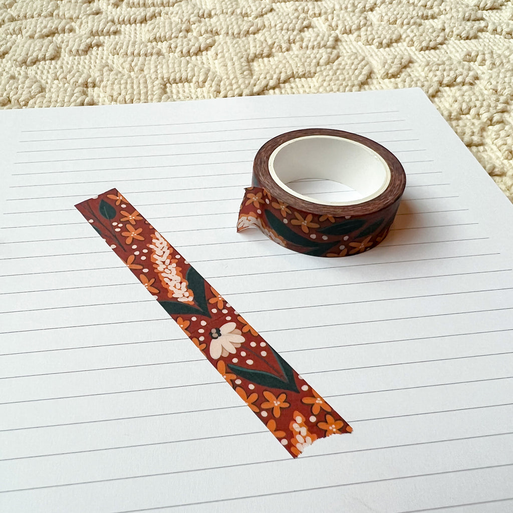 Rusty Red Floral Washi Tape
