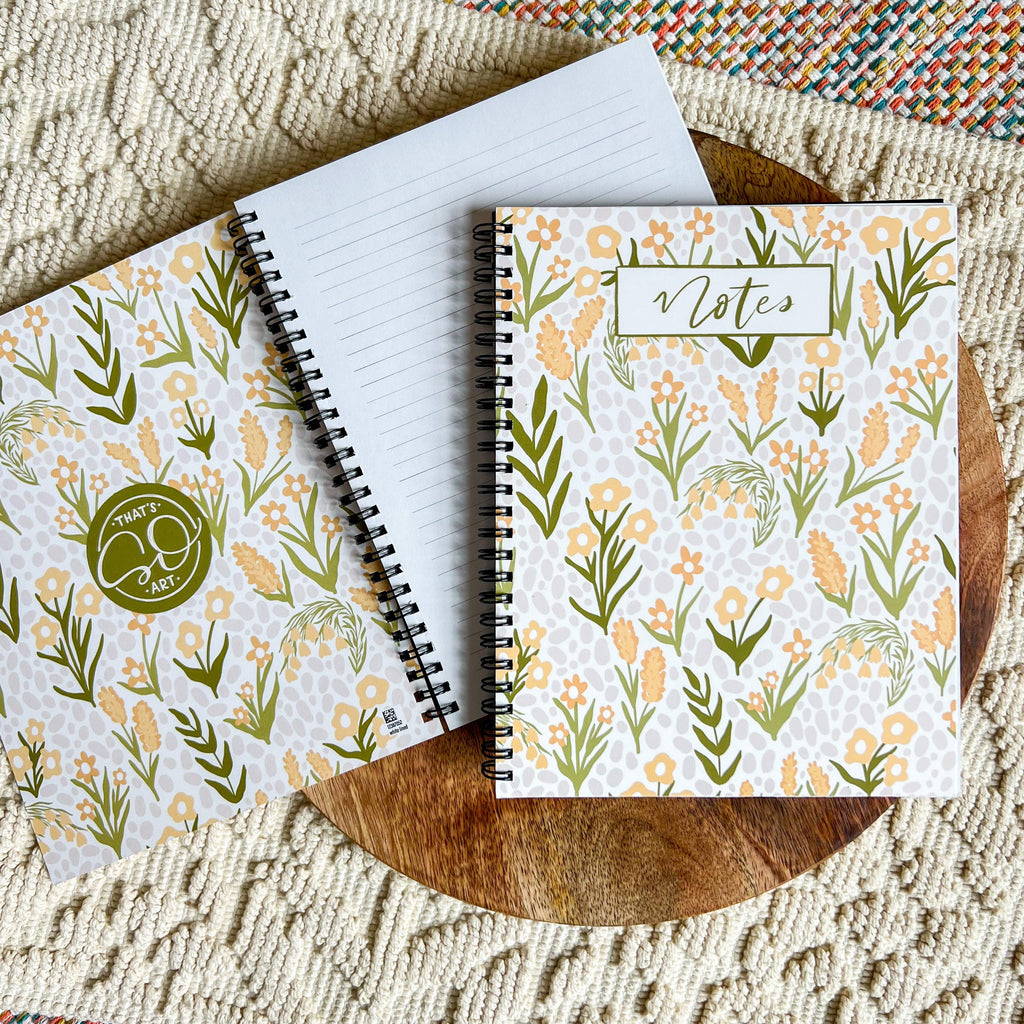 Yellow Floral Spiral Lined Notebook