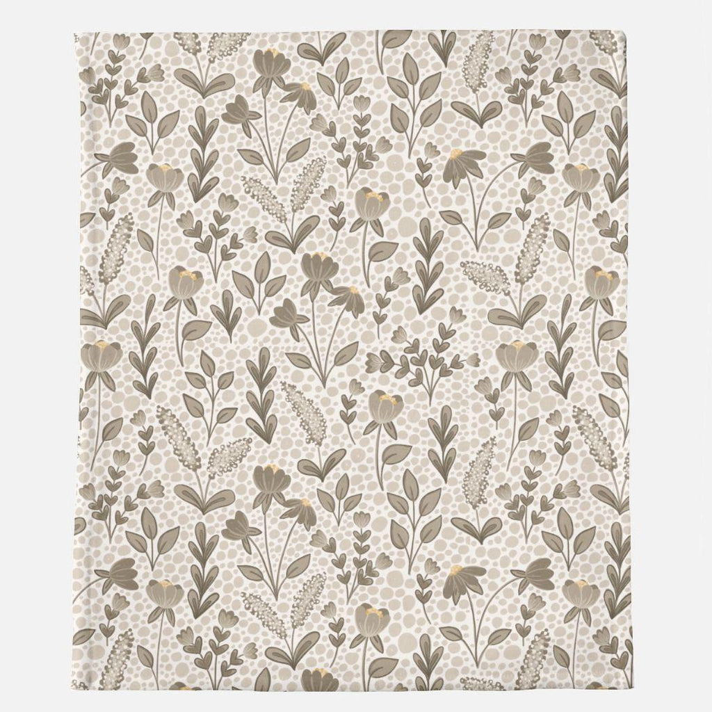 Neutral Floral Minky Blanket - 50" x 60"