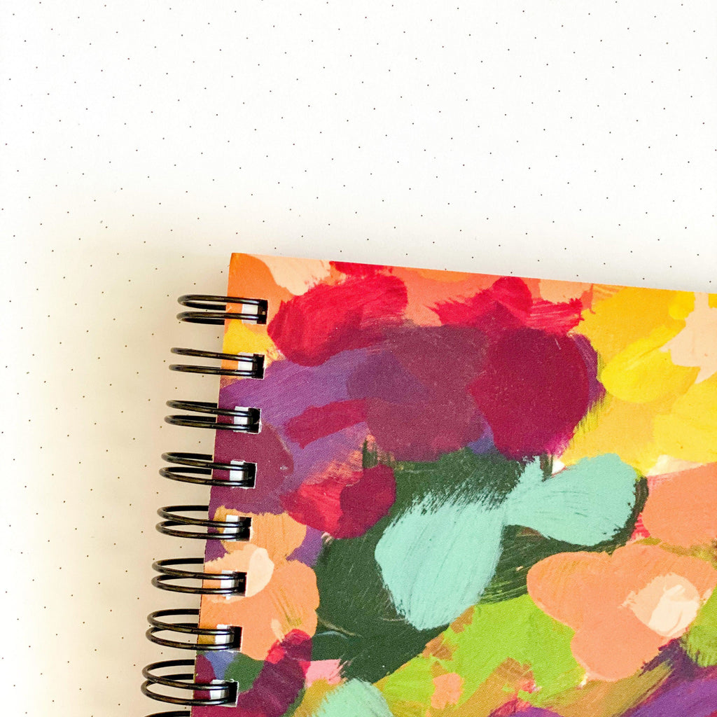 Abstract Floral Spiral Dot Grid Notebook