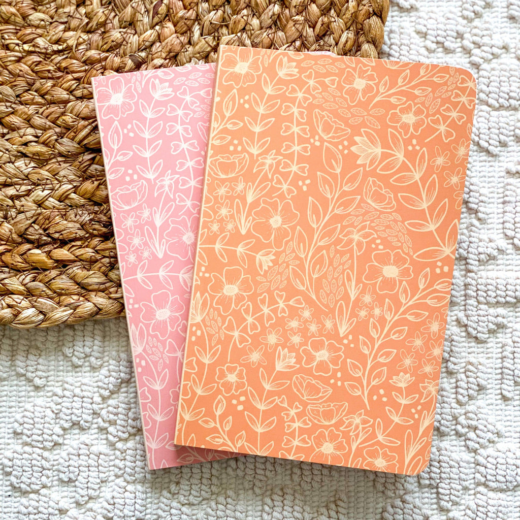 Golden Orange Floral Lined Journal