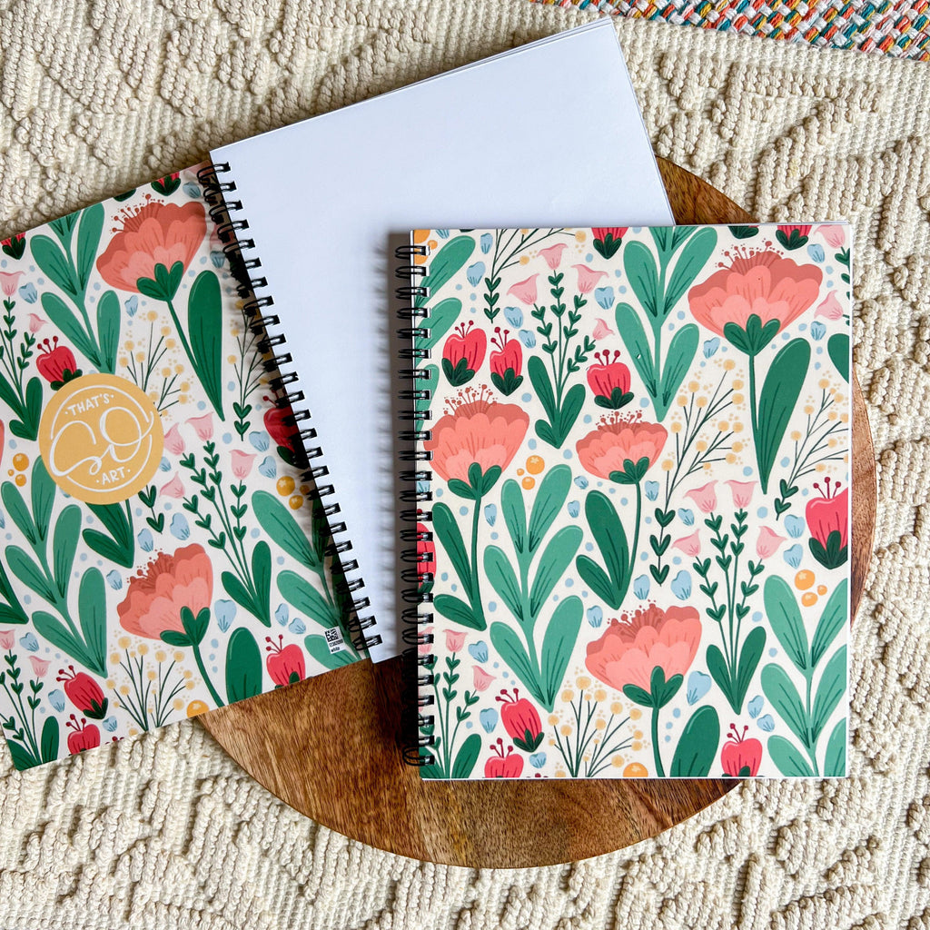 Light Floral Spiral Blank Notebook