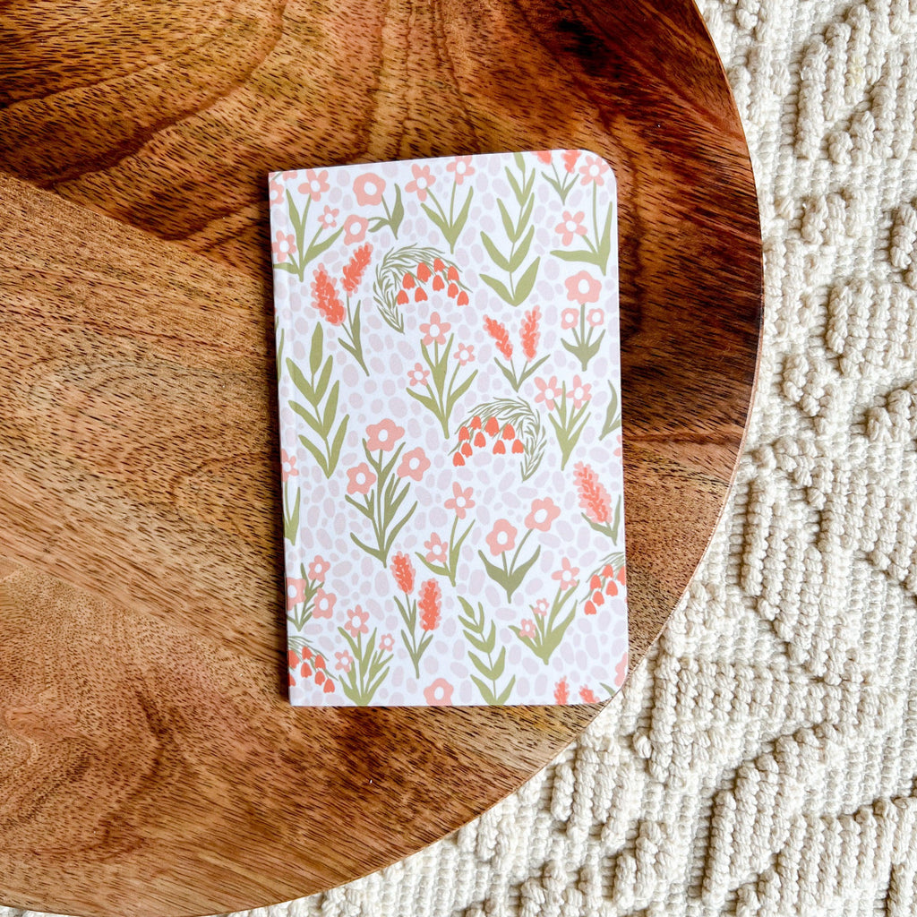 Light Pink Floral Lined Pocket Notebook