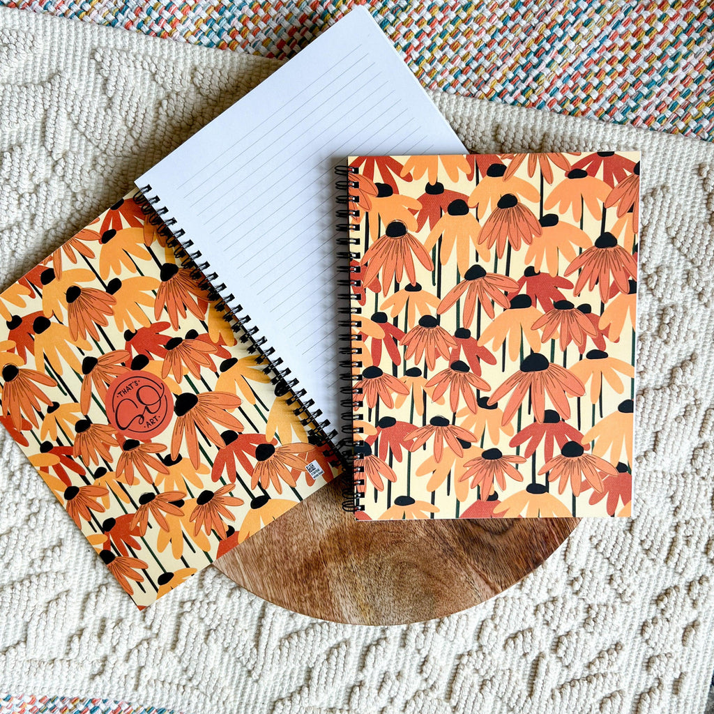 Retro Coneflower Spiral Lined Notebook