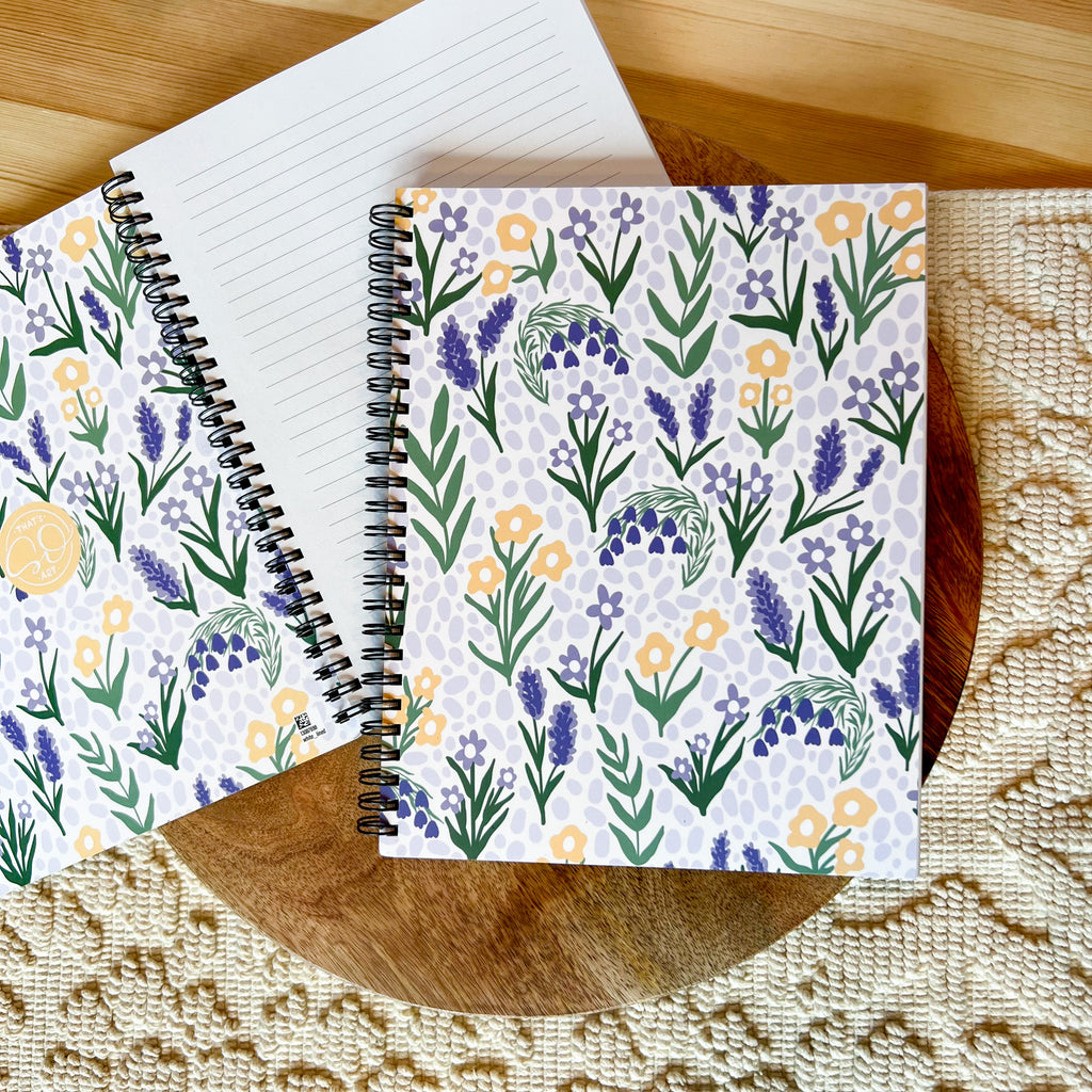Purple Floral Spiral Lined Notebook