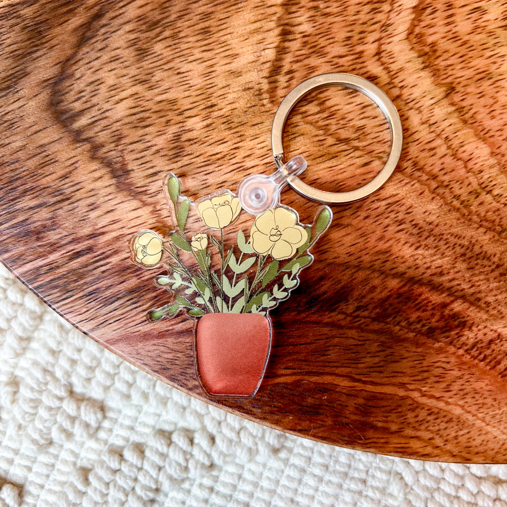 Yellow Potted Flowers Keychain