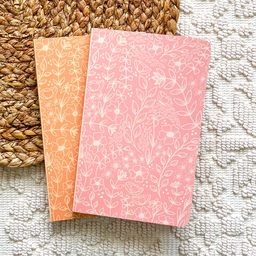 Peachy Pink Floral Dotted Journal