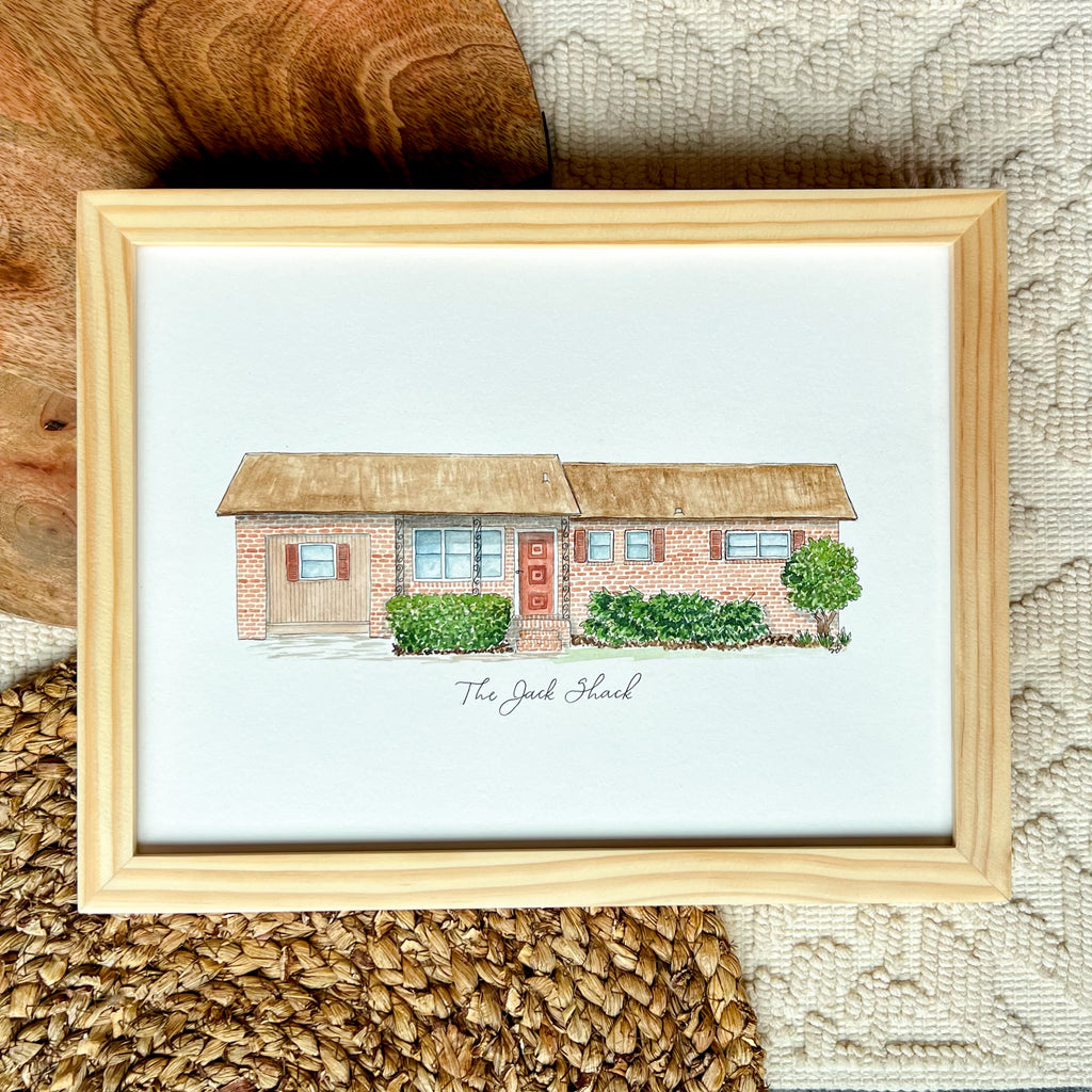 Watercolor Home Portrait - 8x10in Unframed