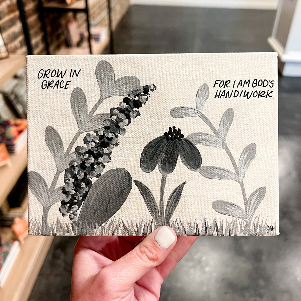 Grayscale Floral Painting