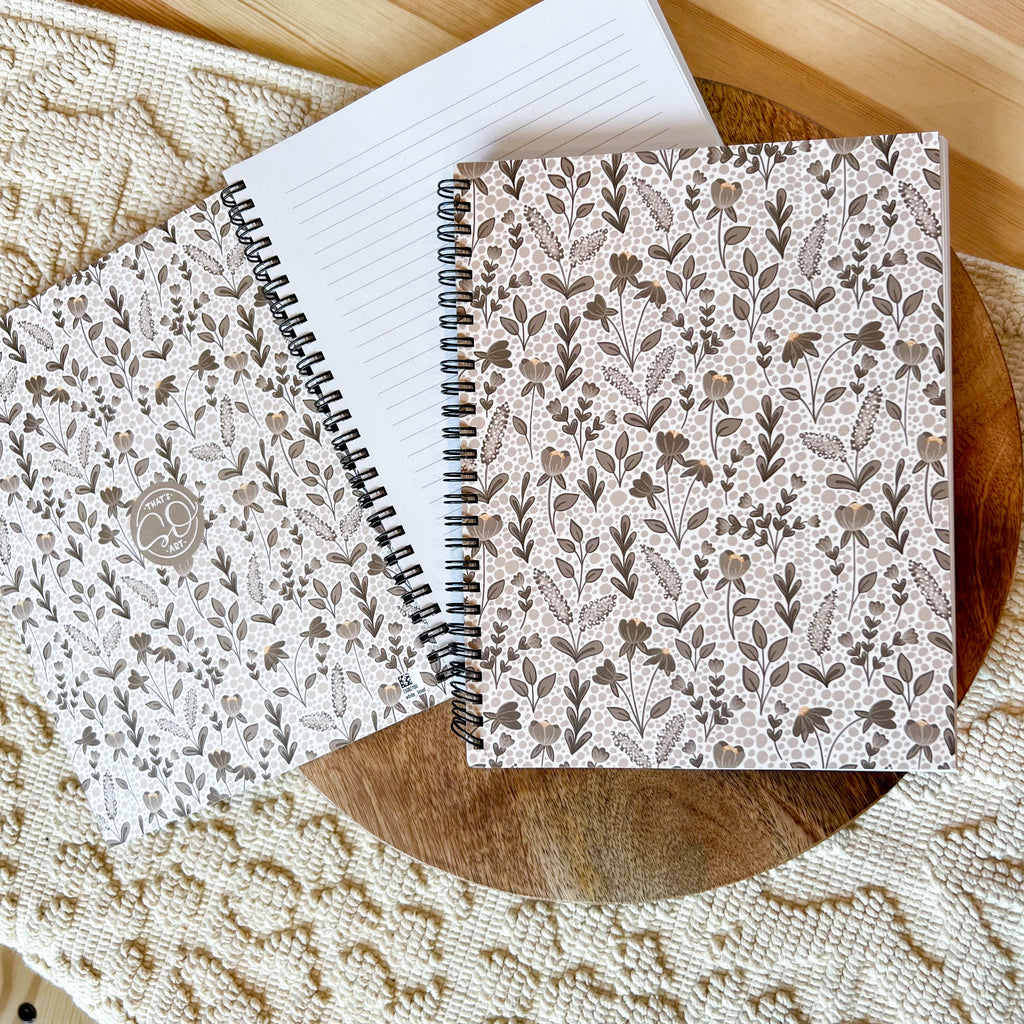Neutral Floral Spiral Lined Notebook