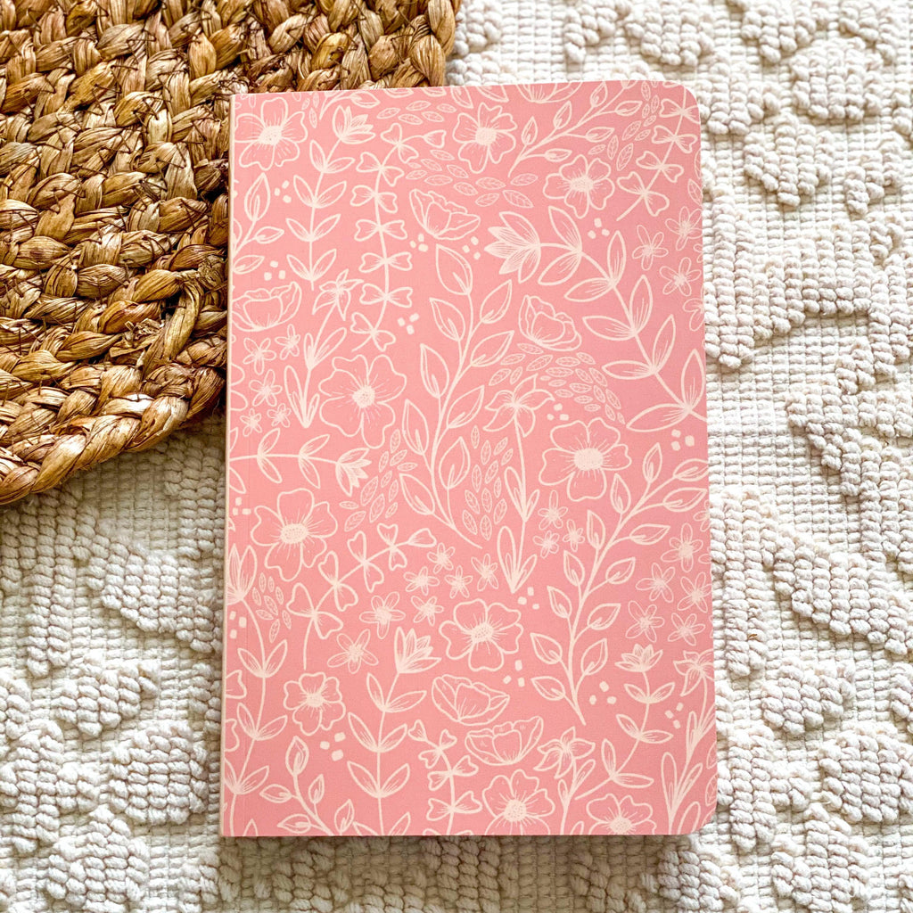Peachy Pink Floral Dotted Journal