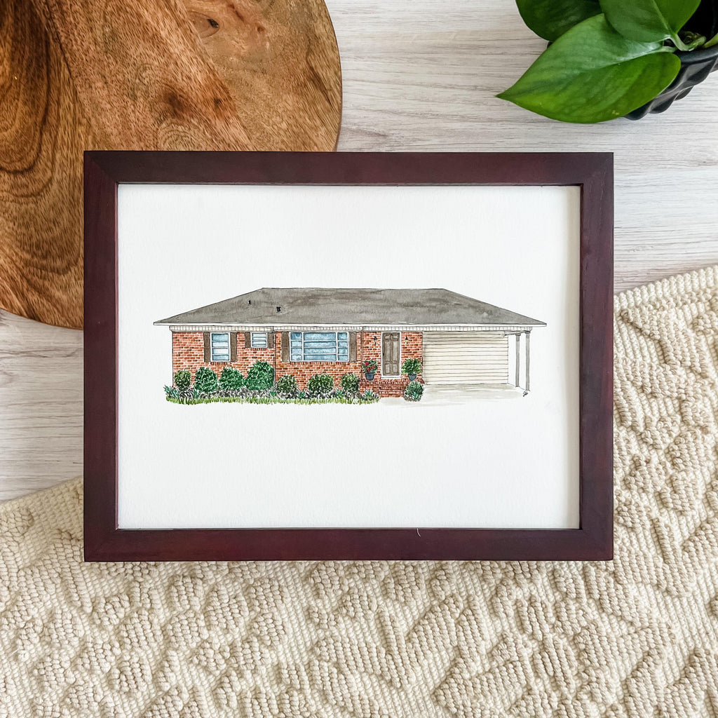 Watercolor Home Portrait - 8x10in Unframed