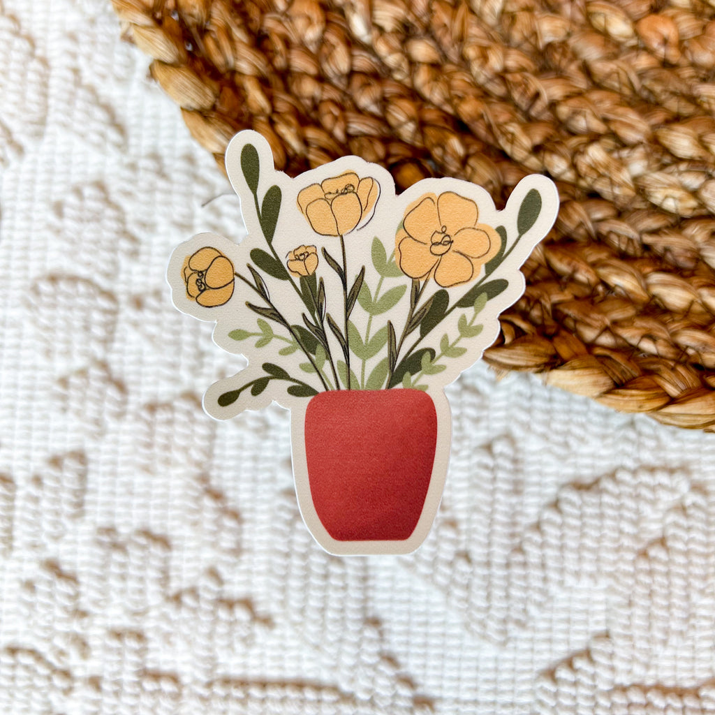 Yellow Potted Flowers Sticker